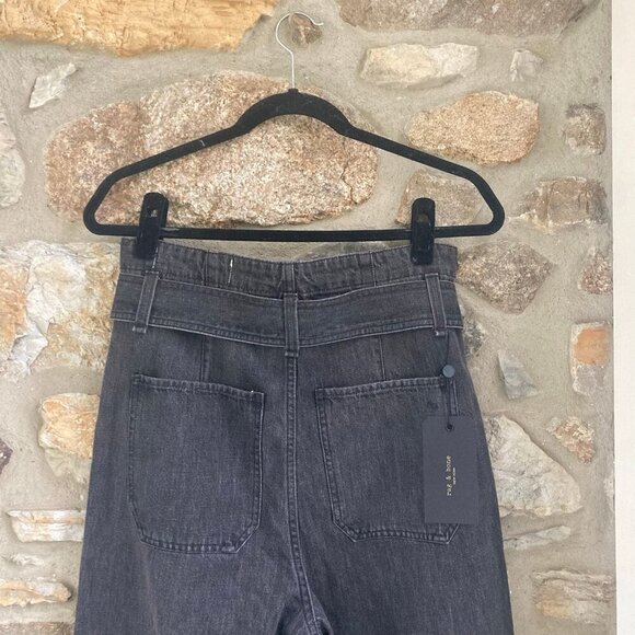 NWT Rag & Bone Darted High Rise Paper Bag Pants in Washed Black Womens 25 - Picture 7 of 11